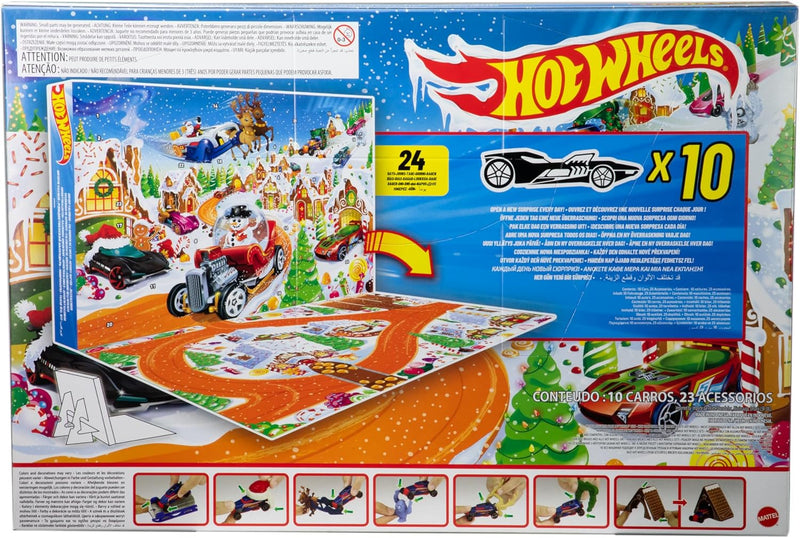 Hot Wheels Toy Cars & Playset, 2025 Advent Calendar with 10 Vehicles in 1:64 Scale Toys & Games Mattel