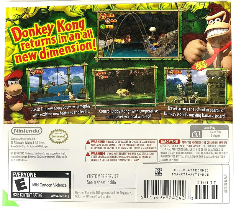 Donkey Kong Country Returns 3D [Nintendo 3DS] Nintendo 3DS Video Game Nintendo   