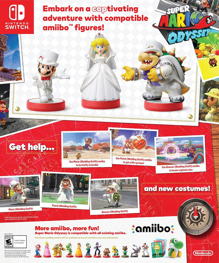 Mario & Peach & Bowser Amiibo 3 - Triple Pack - Super Mario Odyssey Wedding Outfit Series [Nintendo Accessory] Nintendo Accessories Nintendo   