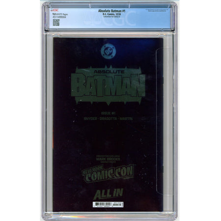 Absolute Batman: #1 [CGC 9.0 Mark Brooks NYCC Convention Cover D Foil Variant] 2024 (Copy) Comics DC Comics