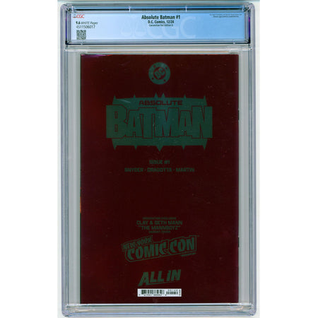 Absolute Batman: #1 Mann NYCC Foil Cvr G [CGC 9.6] 2024 Comics DC Comics