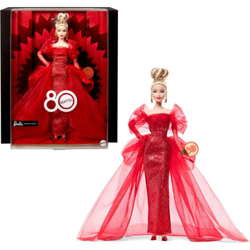 Barbie Signature Doll: 80th Anniversary - Red Tulle Gown Toys & Games Matt Makes Games
