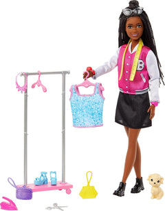 Barbie: Brooklyn Stylist Doll and 14 Accessories Playset [Toys] Toys & Games Mattel   