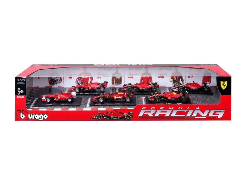 Bburago Ferrari Racing Formula 1 F1 1:43 Scale Die-Cast 6 Cars Set Exclusive (2023) Toys & Games Bburago   