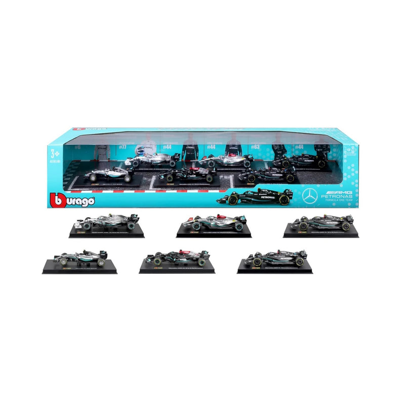 Bburago Mercedes Racing Formula 1 F1 - 1:43 Scale Die-Cast 6 Cars Set - 2023 [Toys] Toys & Games Bburago   