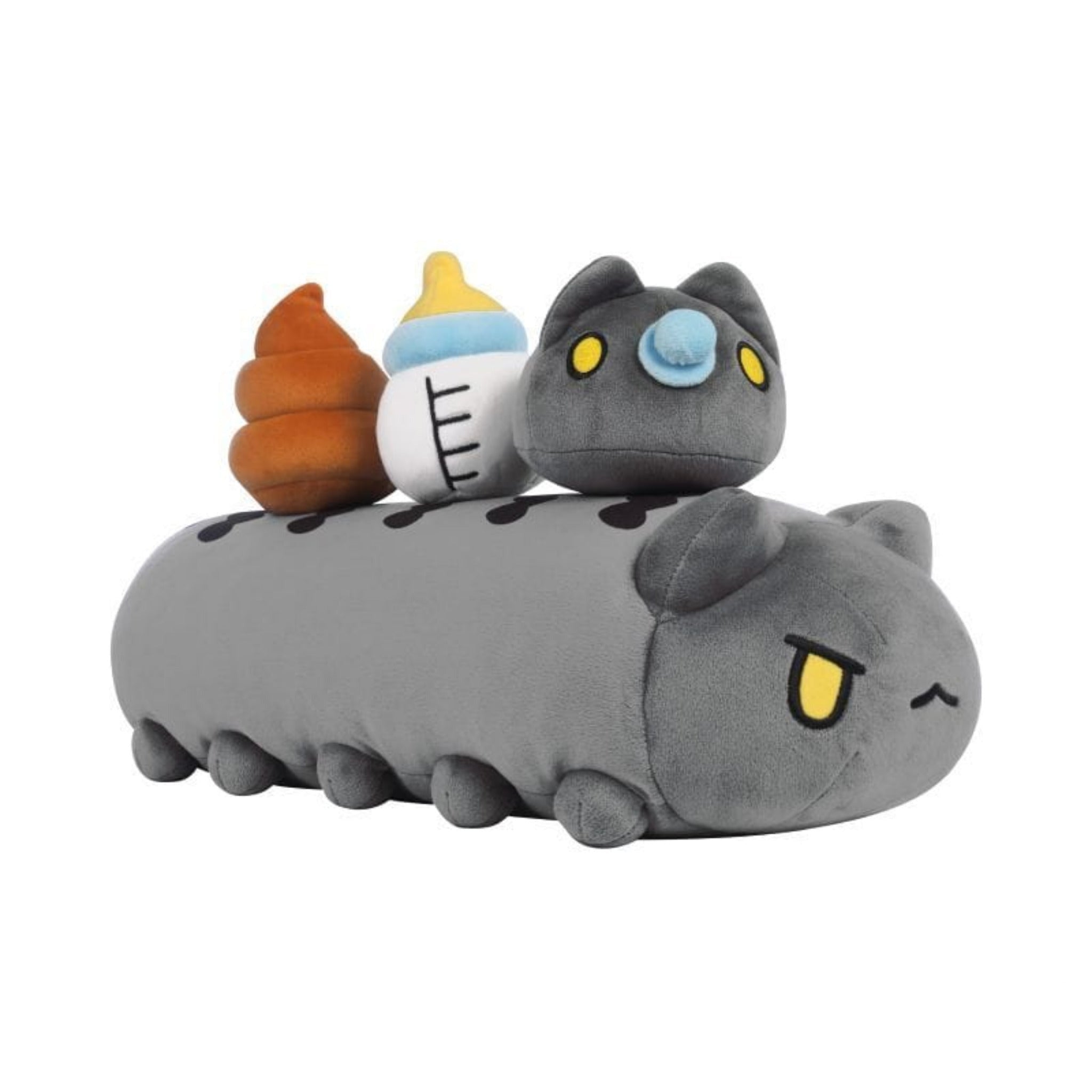 Bugcat Capoo: Black Bugcat Soft Plush with Baby, Bottle, and PUPU