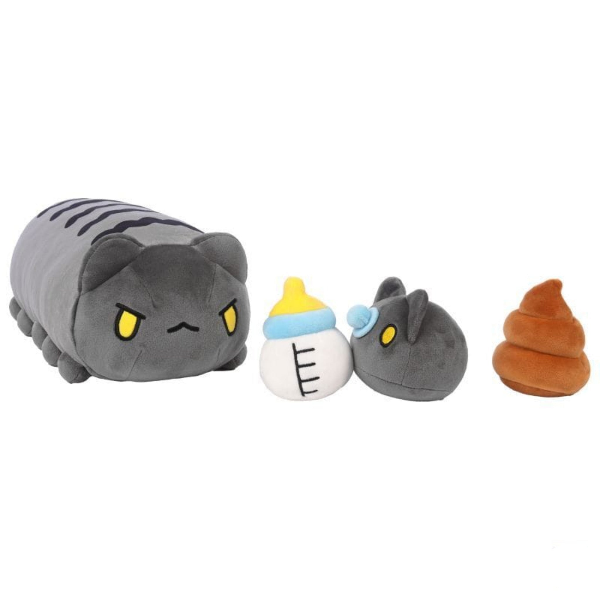 Bugcat Capoo: Black Bugcat Soft Plush with Baby, Bottle, and PUPU