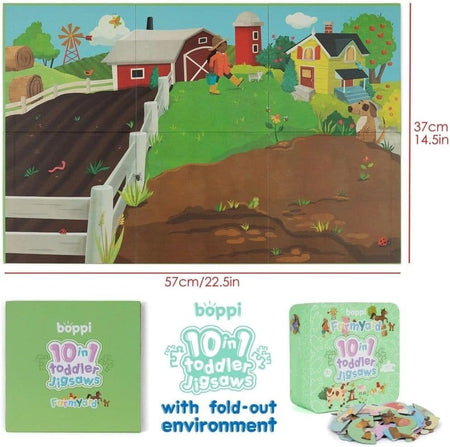 Boppi: 10 in 1 Toddler Jigsaw Puzzle - Farmyard Toys & Games Boppi