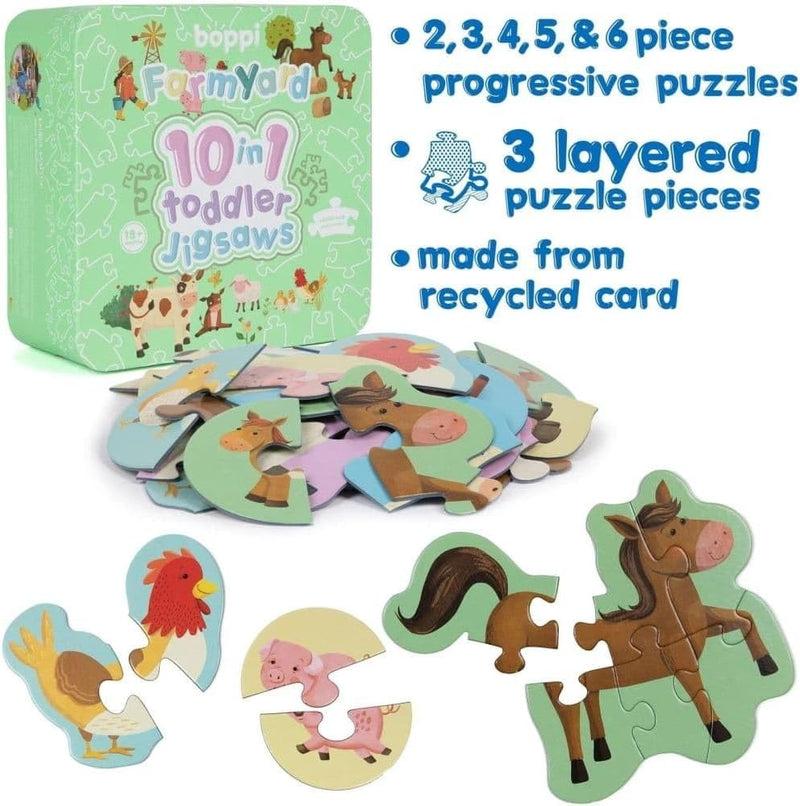 Boppi: 10 in 1 Toddler Jigsaw Puzzle - Farmyard Toys & Games Boppi