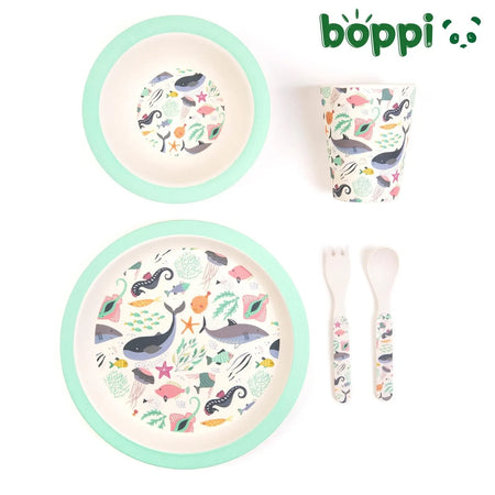 Boppi: Bamboo Dinnerware 5-Piece Set - Under the Sea Home and Hardware Boppi