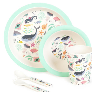 Boppi: Bamboo Dinnerware 5-Piece Set - Under the Sea Home and Hardware Boppi