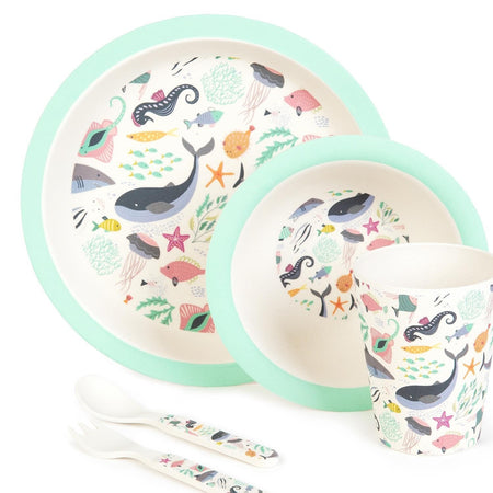 Boppi: Bamboo Dinnerware 5-Piece Set - Under the Sea Home and Hardware Boppi