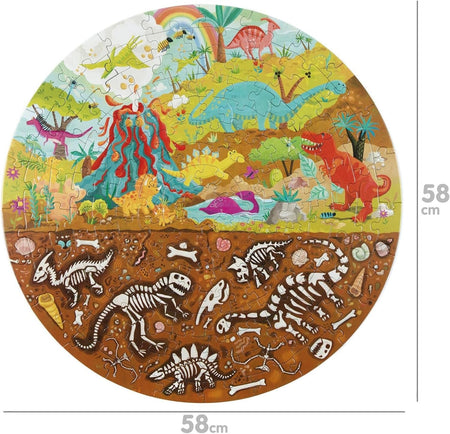 Boppi: Round Dinosaur Jigsaw Puzzle - 150 Piece Puzzle Board Game Boppi