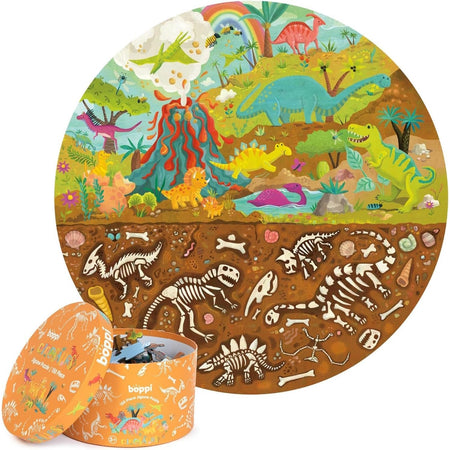 Boppi: Round Dinosaur Jigsaw Puzzle - 150 Piece Puzzle Board Game Boppi
