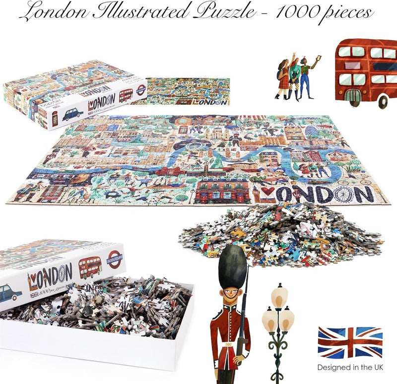 Bopster: Illustrated London Jigsaw Puzzle - 1000 Piece Toys & Games Bopster