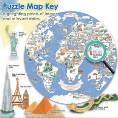 Bopster: Illustrated World Map Round Puzzle - 1000 Piece Puzzle Board Game Boppi
