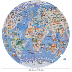 Bopster: Illustrated World Map Round Puzzle - 1000 Piece Puzzle Board Game Boppi