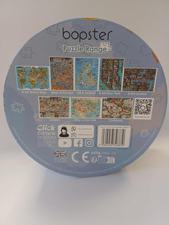 Bopster: Illustrated World Map Round Puzzle - 1000 Piece Puzzle Board Game Boppi
