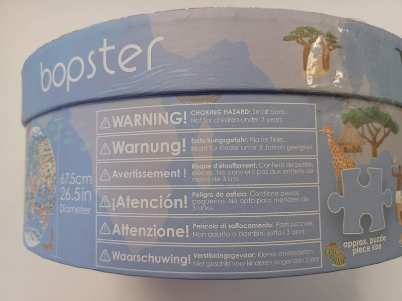 Bopster: Illustrated World Map Round Puzzle - 1000 Piece Puzzle Board Game Boppi