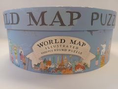 Bopster: Illustrated World Map Round Puzzle - 1000 Piece Puzzle Board Game Boppi