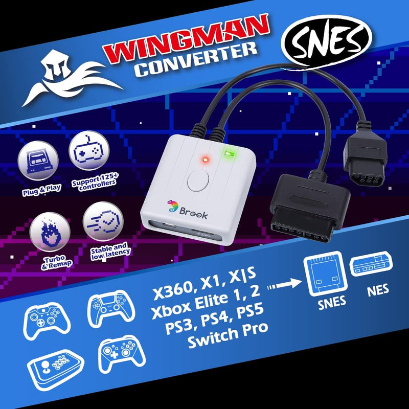 Brook Gaming: Wingman Gaming Converter Adapter [Retro Gaming SNES NES FC SFC XB PS4 PS2 PS5 NES Switch 360] Retro Accessories Brook Gaming   