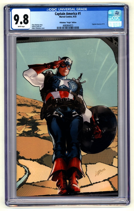 Captain America: #1 [Villalobos CGC 9.8 Virgin - 1:200] 2025 Comics Marvel Comics