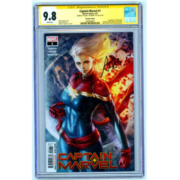 Captain Marvel: #1 [Stanley Artgerm Lau Signed CGC 9.8 Walmart Edition] 2019 Comics Marvel Comics