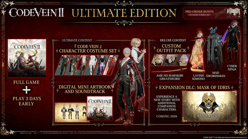 Code Vein II: Ultimate Edition [PlayStation 5] PlayStation 5 Video Game Bandai Namco