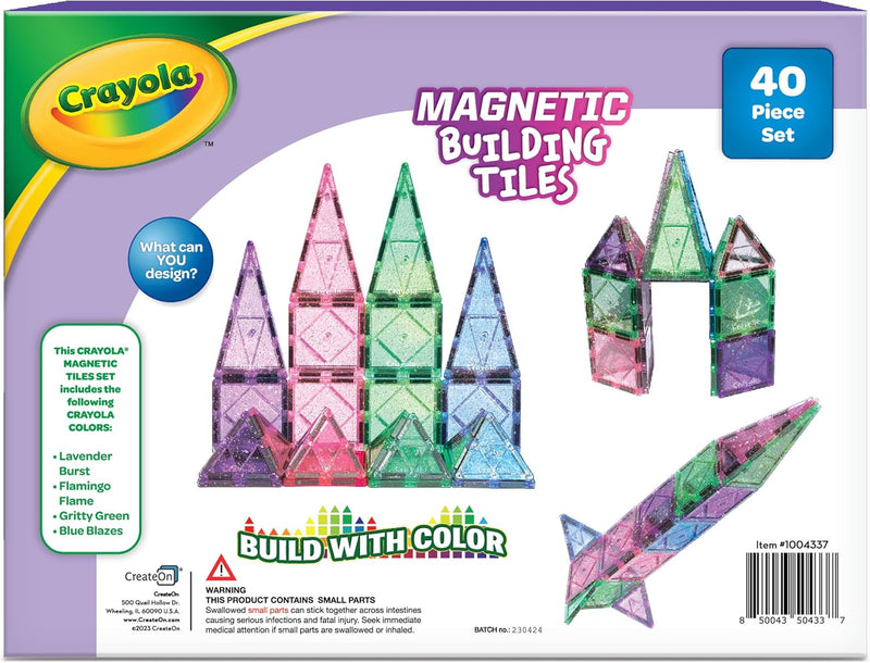 Crayola: Glitter - 40 Piece Magnetic Tile Set Toys & Games Create On