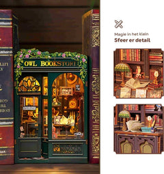 CuteBee: Book Journey - Owl Bookstore DIY Miniature House Model Kit CuteBee
