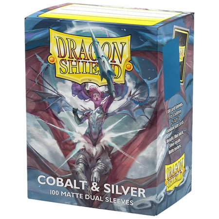 Dragon Shield Sleeves: Matte Dual Cobalt and Silver - 100 Sleeves Card Game Dragon Shield