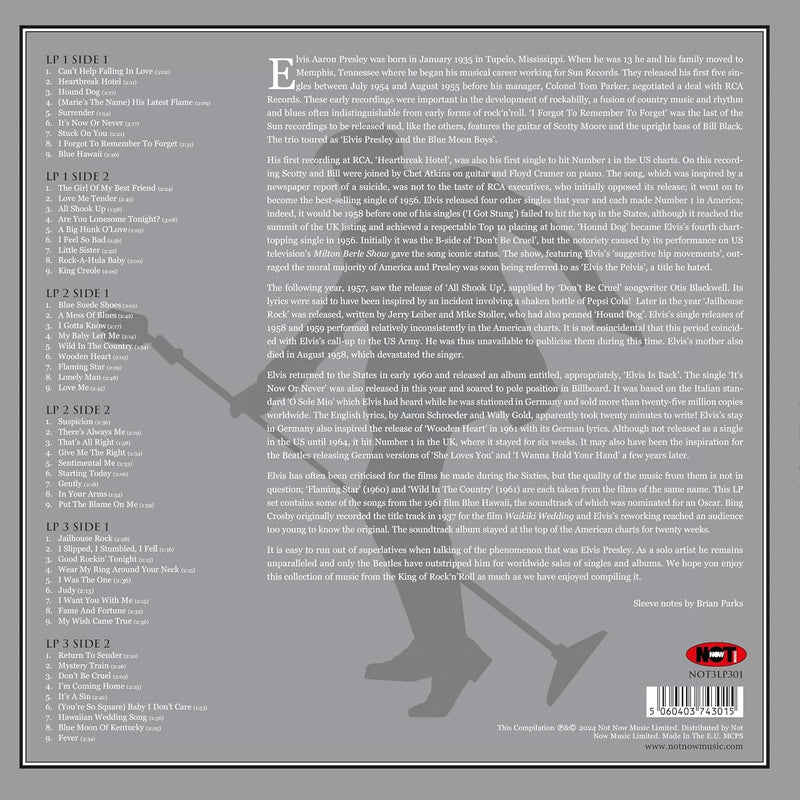 Elvis Presley: Platinum Collection - Silver Vinyl Edition - 3LP [Audio CD] Music (CD) Not Now Music