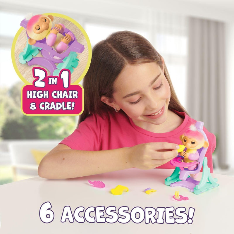 Fingerlings 2.0: Baby Monkey Nursery Playset - Jas with 2-in-1 Cradle and High Chair Toys & Games WowWee