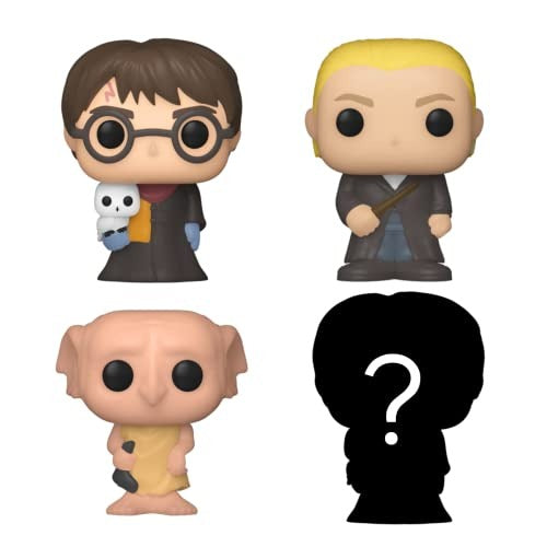 Funko Bitty Pop!: Harry Potter 4-Pack Vinyl Figures - Harry Potter In Robe, Malfoy, Dobby, and Mystery Toys & Games Funko