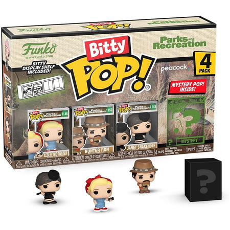 Funko Bitty Pop!: Parks and Recreation - Leslie Riveter/Hunter Ron/Janet Snakehole/ Random 4 Pack Bitty Vinyl Figures Toys & Games Funko