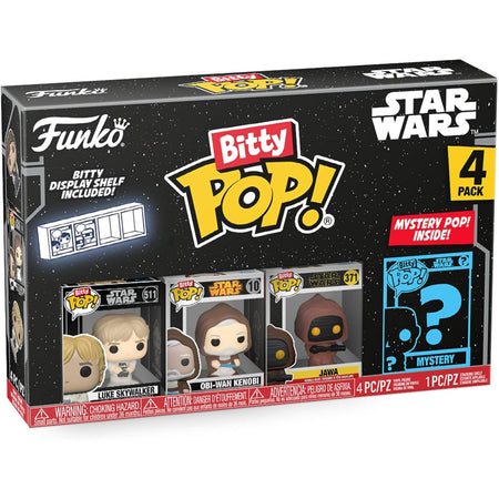 Funko Bitty Pop!: Star Wars Bitty Shelf [Luke, Obi Wan, Jawa, Mystery Figure] Toys & Games Funko