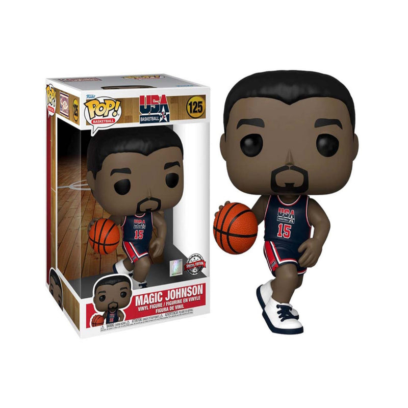 Funko Pop! Basketball: Jumbo NBA Magic Johnson - 1992 Team USA Navy #125 Toys & Games Funko   