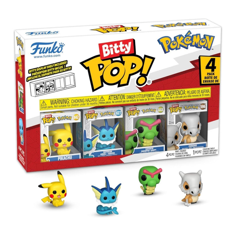 Funko Pop! Bitty Shelf: 4 Pokemon Figures [Pikachu, Vaporeon, Caterpie, Cubone Toys & Games Funko