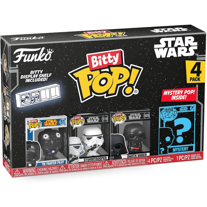 Funko Pop! Bitty: Star Wars Shelf [Darth Vader, TIE Fighter Pilot, Stormtrooper, Mystery Figure] Toys & Games Funko