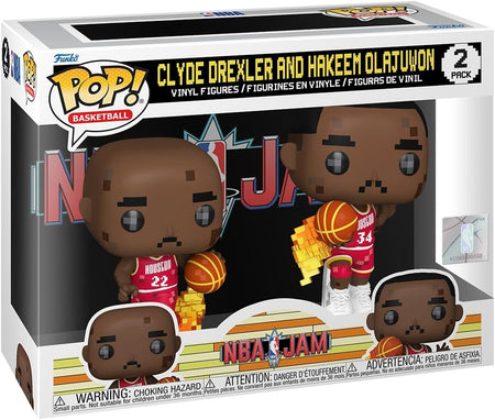 Funko Pop! NBA Jam: Rockets - Clyde Drexler and Hakeem Olajuwon 2 Pack Vinyl Figure Toys & Games Funko