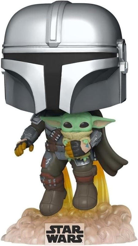 Funko Pop! Star Wars The Mandalorian Flying with Jet Pack #402 - Bobblehead Toys & Games Funko
