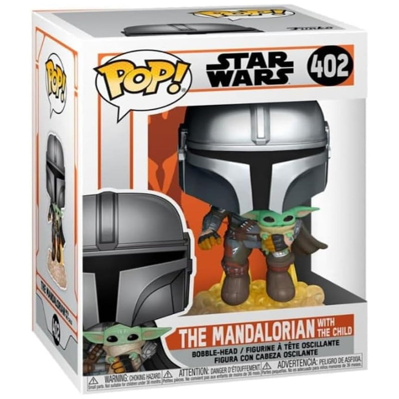 Funko Pop! Star Wars The Mandalorian Flying with Jet Pack #402 - Bobblehead Toys & Games Funko