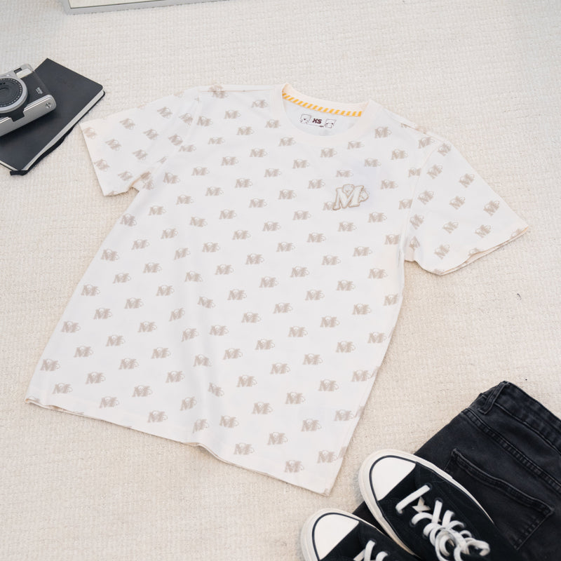Giordano X Milk Mocha Bear: Monogram (Beige) T-Shirts Milk Mocha Bear