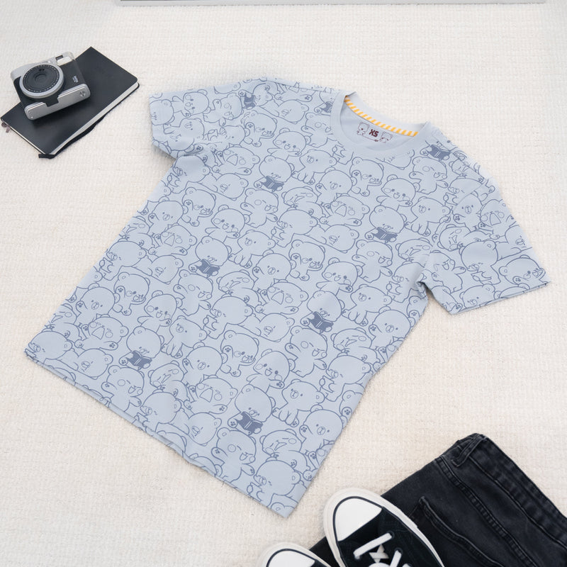 Giordano X Milk Mocha Bear: Daily Life Collage (Blue) T-Shirts Milk Mocha Bear