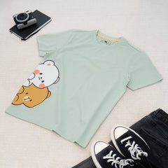 Giordano X Milk Mocha Bear: Side Peek-a-Boo T-Shirts Milk Mocha Bear