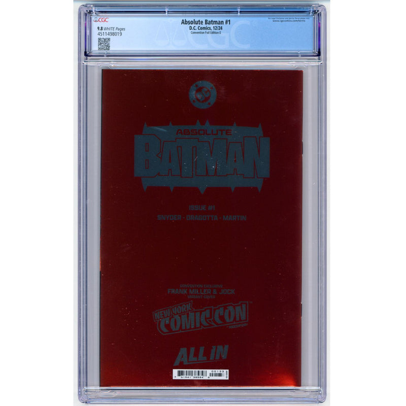 Absolute Batman: #1 [CGC 9.8 Frank Miller NYCC Convention CVR Foil E] 2024 Comics DC Comics