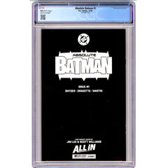 Absolute Batman: #1 [CGC 9.8 Jim Lee Sketch CVR H 1:100] 2024 Comics DC Comics