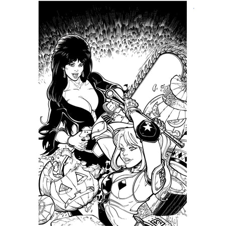 Harley Quinn X Elvira: #1 [Hardin Line Art Virgin CVR Q - 1:15] 2025 Comics DC Comics