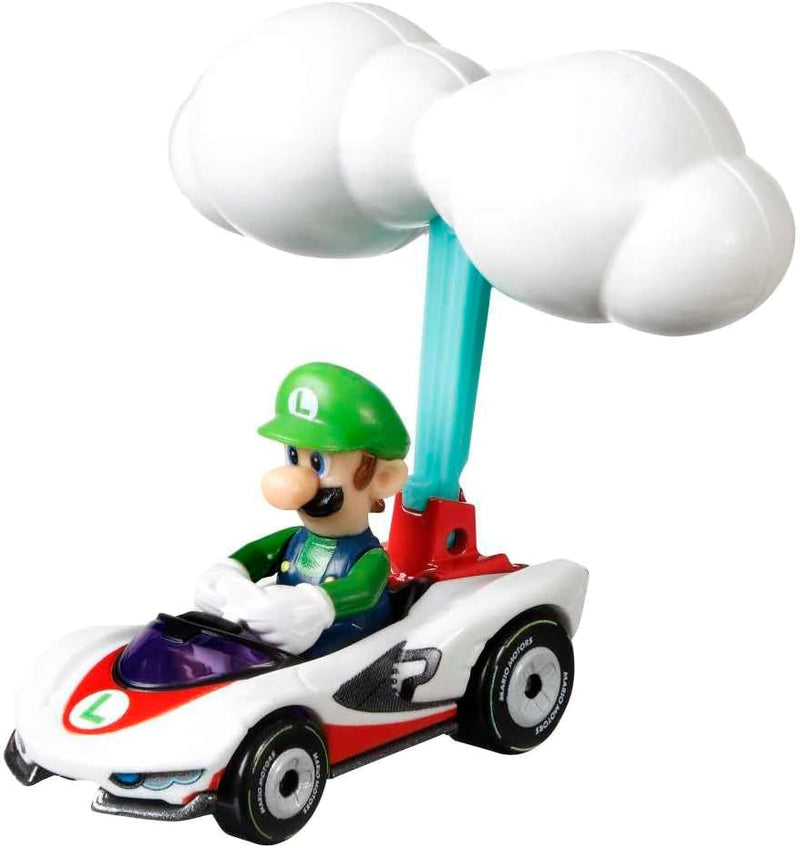 Hot Wheels Mario Kart: Luigi in P-Wing Kart with Cloud Glider Toys & Games Mattel