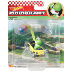 Hot Wheels Mario Kart: Yoshi in Standard Kart With Parafoil Toys & Games Mattel